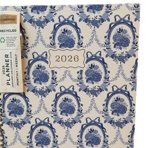 Clementine Paper inc 12-month Large Size Planner Blue Floral Jan- Dec 2026 Hard
